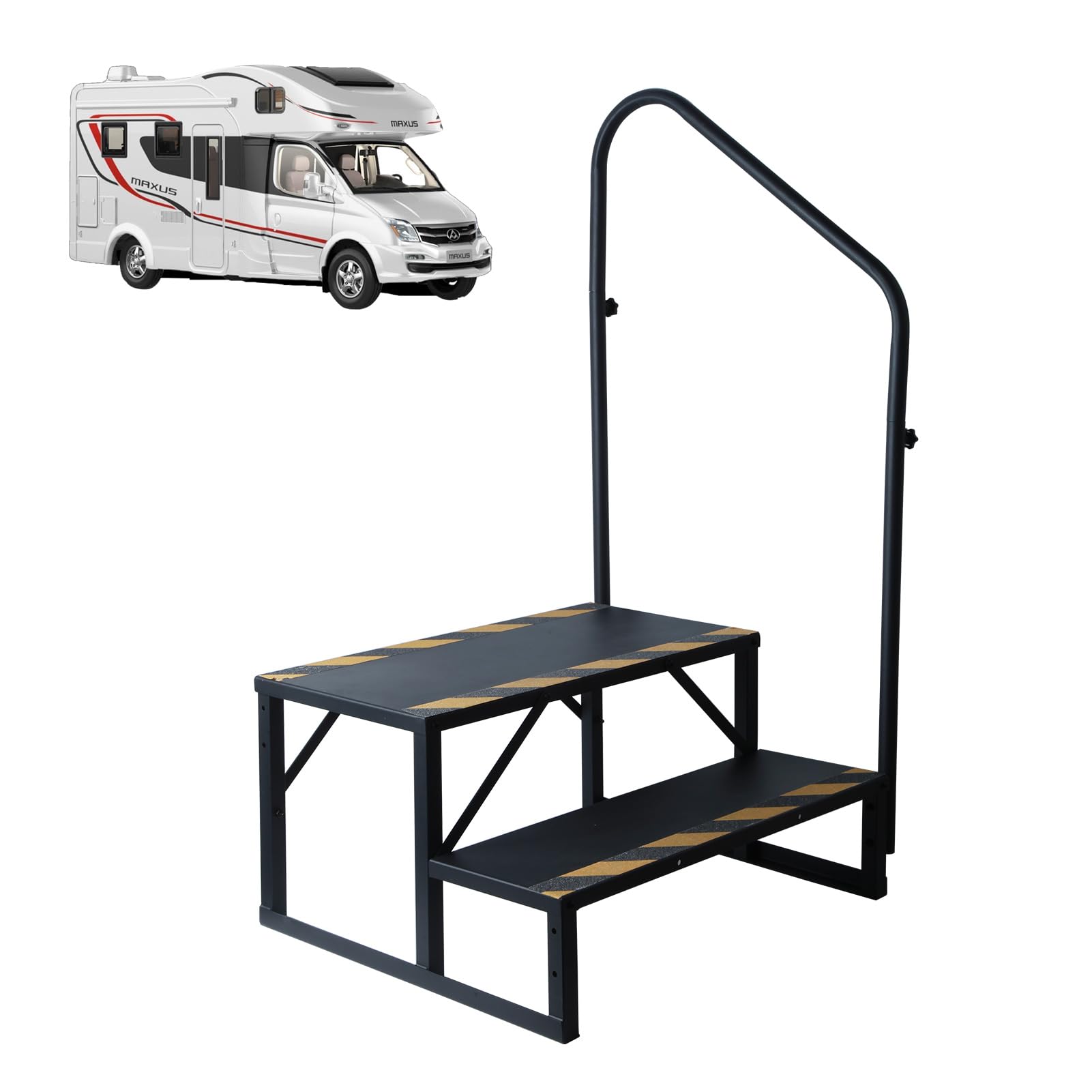 Photo 1 of 2 Step RV Steps with Handrails Ladder,Steps for Home,400 LBS Hot Tub Outdoor Steps,RV Stairs,Camper Steps Portable Stairs for Mobile Home