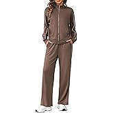 Totatuit Women 2 Piece Lounge Sets Sweatsuit 2025 Fall Long Sleeve Zip Up Sweatshirt Wide Leg pants Tracksuit Travel Outfits