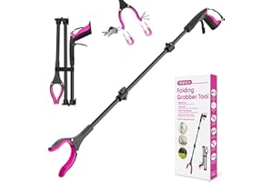 REWKCY Grabber Reacher Tool, 43" Long Folding Reacher Grabber Pickup Tool for Seniors with 360° Rotating Claw + 2 Magnets, Trash Picker Upper Grabber Tool Heavy Duty