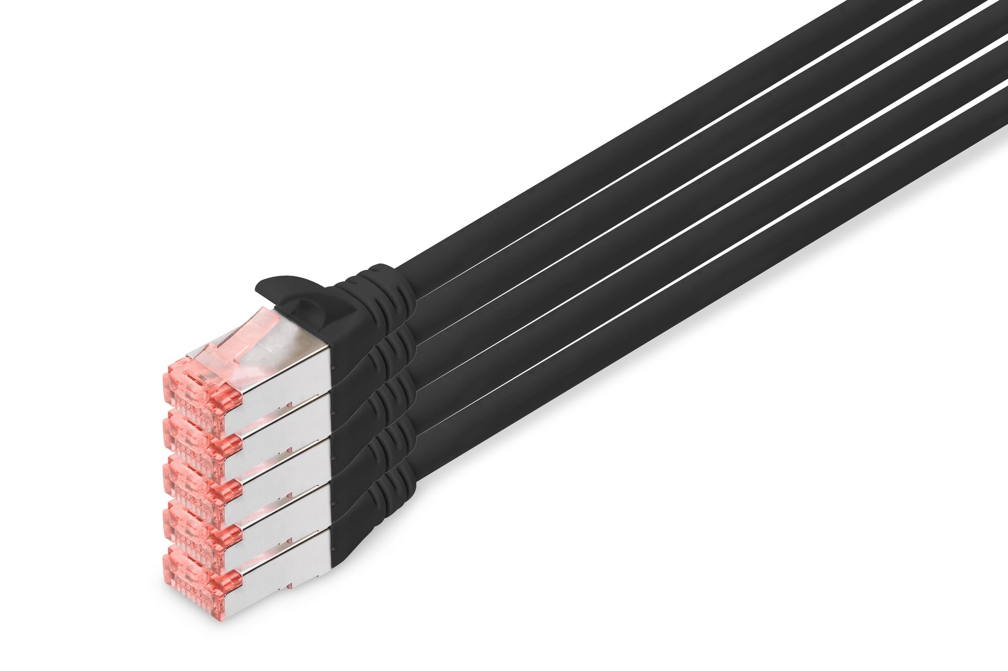 Digitus LAN Cable Cat 6-10m - 5 Pieces - RJ45 Network Cable - S/FTP Shielded - Compatible with Cat6A & Cat7 - Black