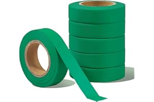 G GEYYANG GEYYANG Green Flagging Tape,3.35 Mil Thick,0.7" x 98ft, 6 Rolls,Non-Adhesive Plastic Ribbon Marking Tape for Survey Boundaries, Trees and Home Workplace,Trail Marking Tape