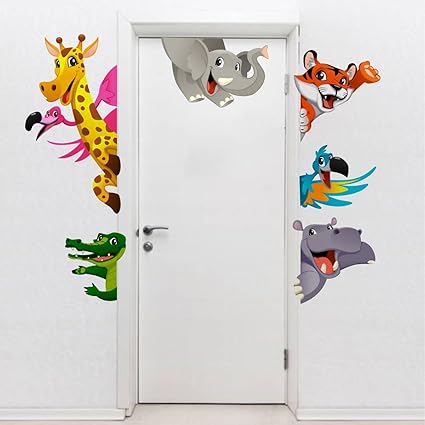 Rawpockets Cartoon Kids Animals Wall Sticker (PVC Vinyl, 120 cm x 100cm), Multicolour