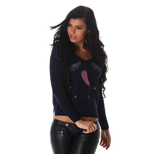 Pullover Bauchfrei Swearter Hoodie Top Feinstrick Pulli Shirt Langarm