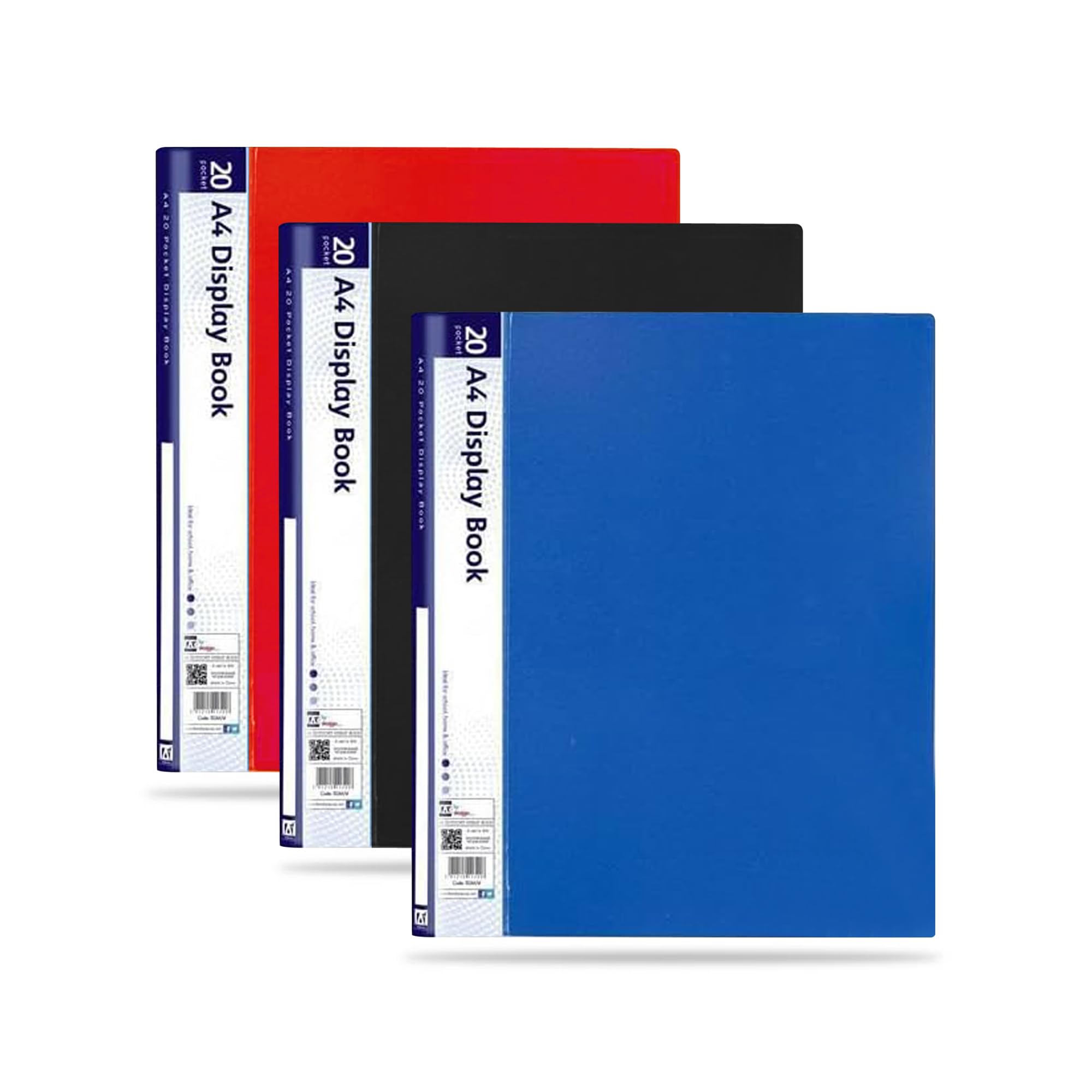 G4GADGET A4 Display Folders Pack of 3, 20 Pockets Each – Assorted Colors, Durable Presentation Folders, Project and Document Organizer for Office, School, and Home