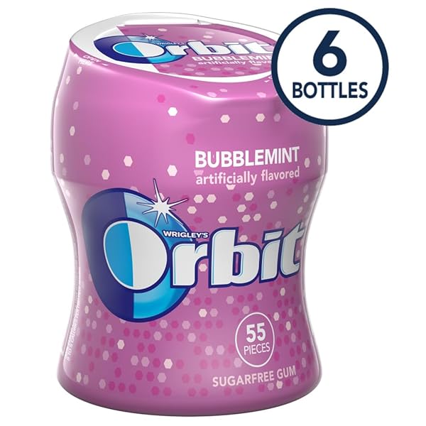 ORBIT GUM BUBBLE MINT SUGAR FREE CHEWING GUM BULK PACK, 55 CT BOTTLE, BULK (PACK OF 6)