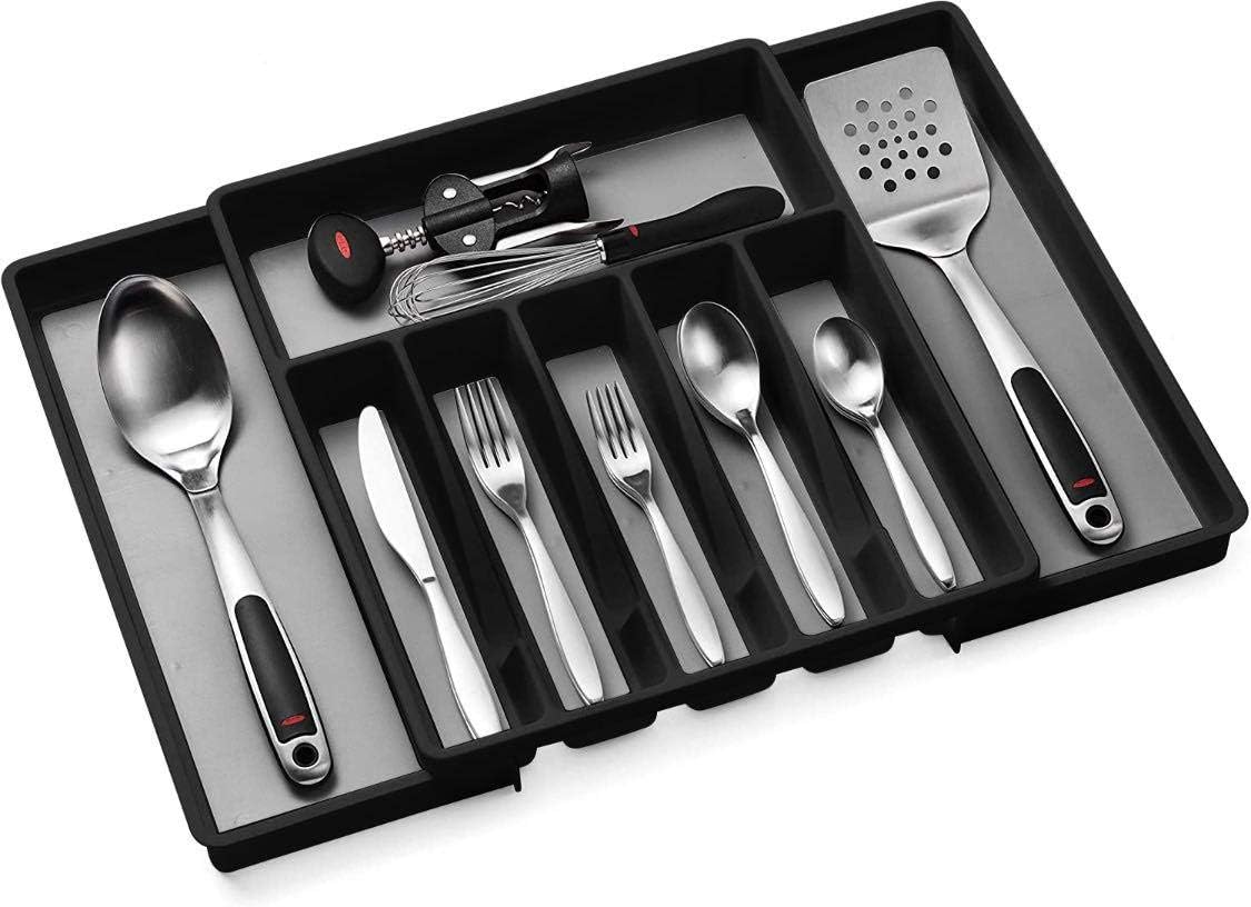 Expandable Cutlery Drawer Organizer, Flatware Drawer Tray for Silverware, Serving Utensils, Multi-Purpose Storage for Kitchen, Office, Bathroom Supplies -