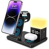 Carregador Sem Fio Rápido, Indução, Wireless, 6 em 1, 15W Dobrável, Estação de Carregamento Compatível com iPhone Apple Watch