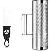 Soulmate Guiro Instrument Stainless Steel Guiro 8" 3" Professional Metal Shaker with Scraper, Band Accompaniment Sand Hammer Latin Percussion Instruments for Live Performance