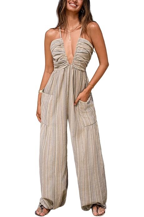 Enterizos Para Mujer Elegantes Overol Bohemio Para Mujer Halter