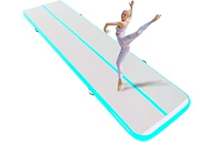 Naice Inflatable Air Gymnastics Mat, Training Tumbling Mat, 10ft/13ft/16ft/20ft Tumble Tracks 4/8in Thickness Air Training Mats with Electric Air Pump for Indoor/Gym/Outdoor/Yoga/Water/School Use