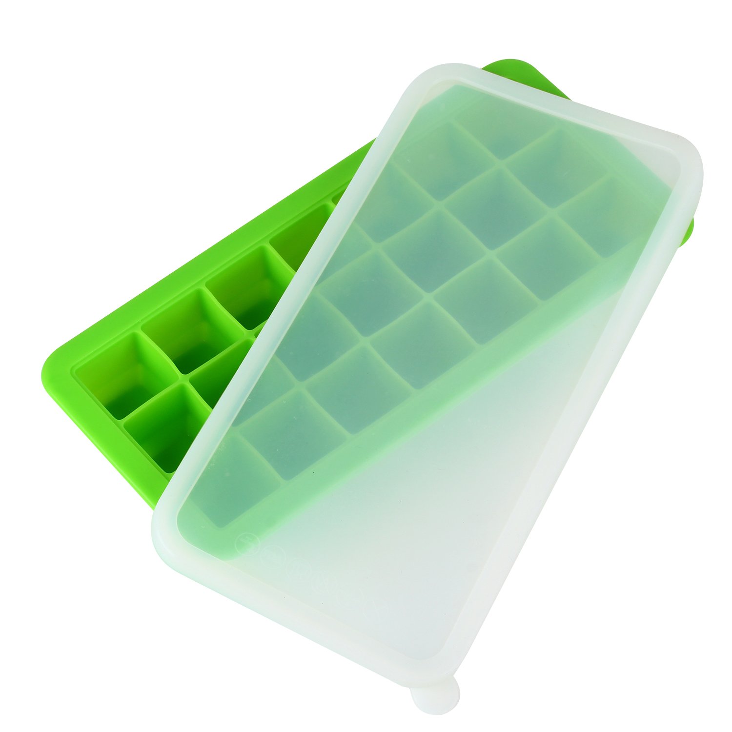 Premium Silicone Ice Cube Tray with Lid,21 Cube, Flexible Rubber