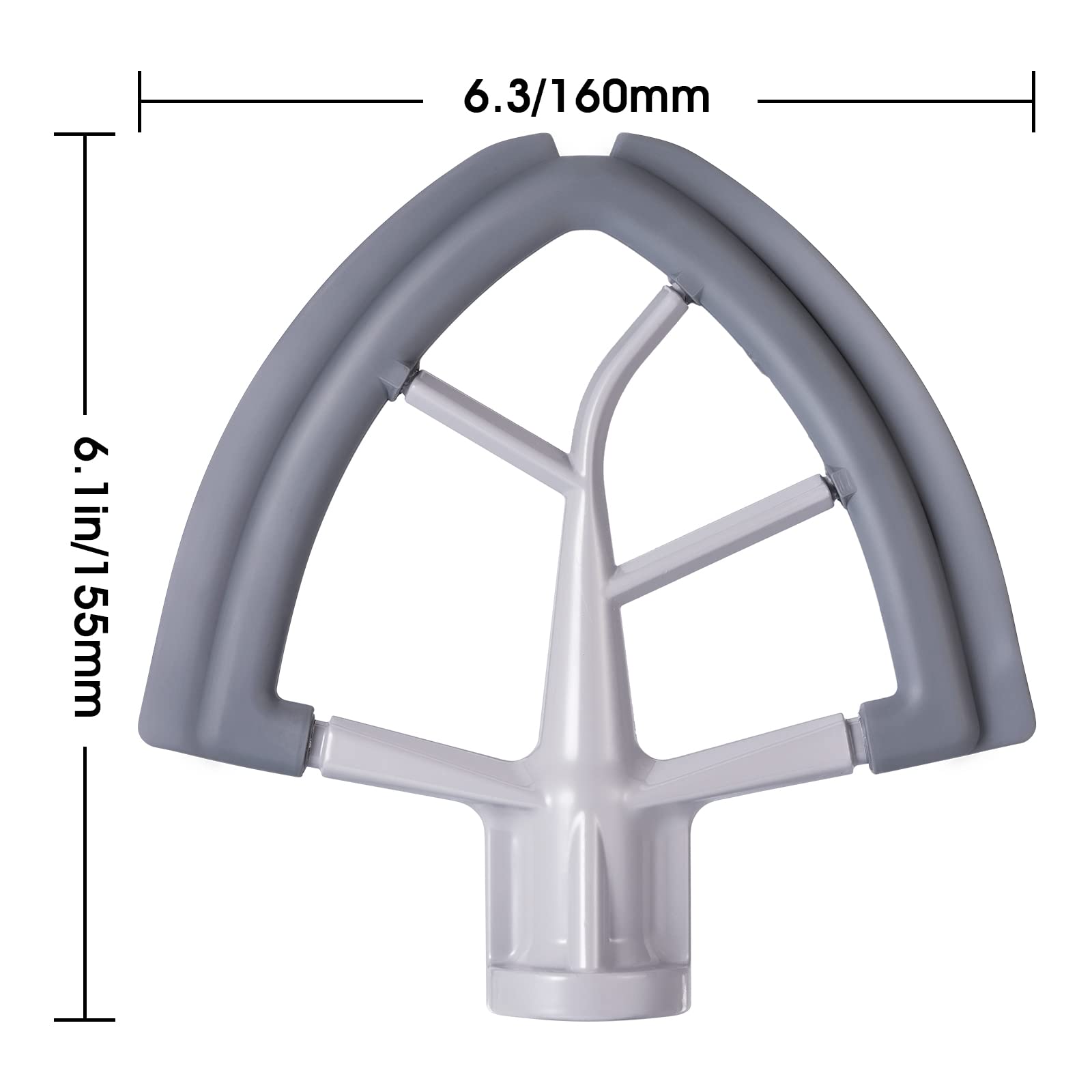 Flex Edge Beater Mixer Attachments for Kitchenaid Tilt-Head Stand Mixers, Mixer Accessory 4.5-5 Quart Beater Scraper Paddle with Both-Sides Flexible Silicone Edges (Grey)