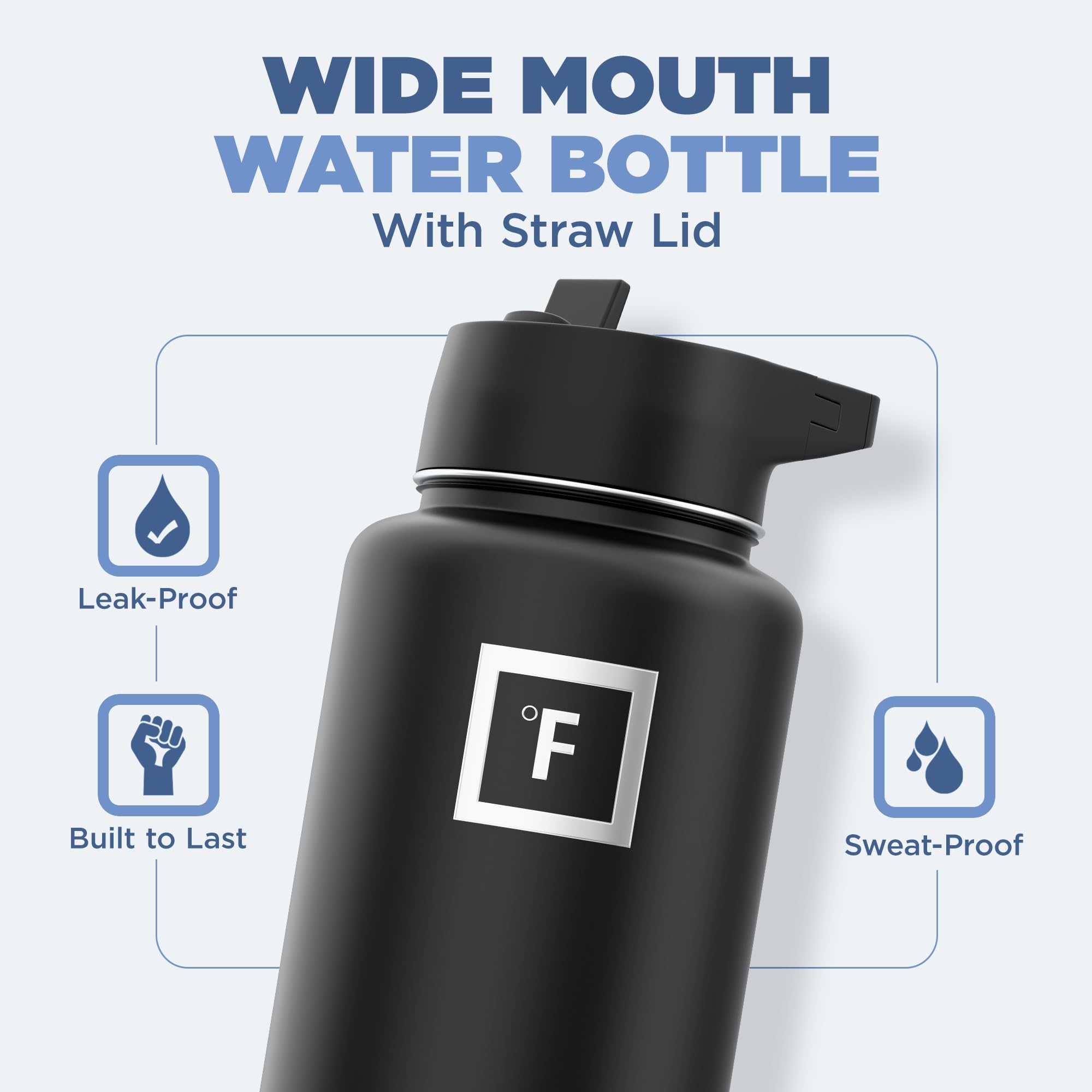 Narrow Mouth 64 Oz Water Bottle With Straw IRON U00b0FLASK Camping - Main Image