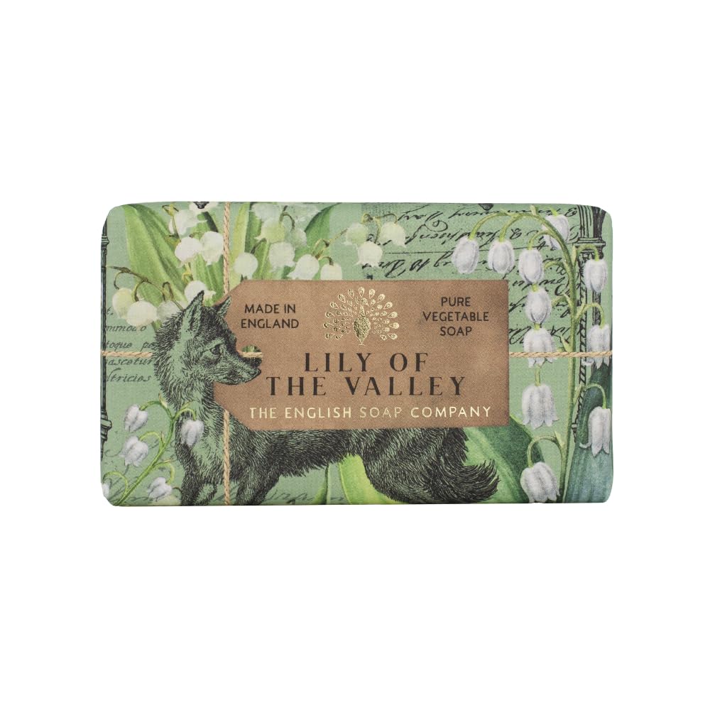 The English Soap Company Anniversary Lily of the Valley Soap - Luxury Shea Butter Bar with Fresh Floral Green Scent - Vegan Friendly, Plastic-Free Recyclable Packaging - 190g