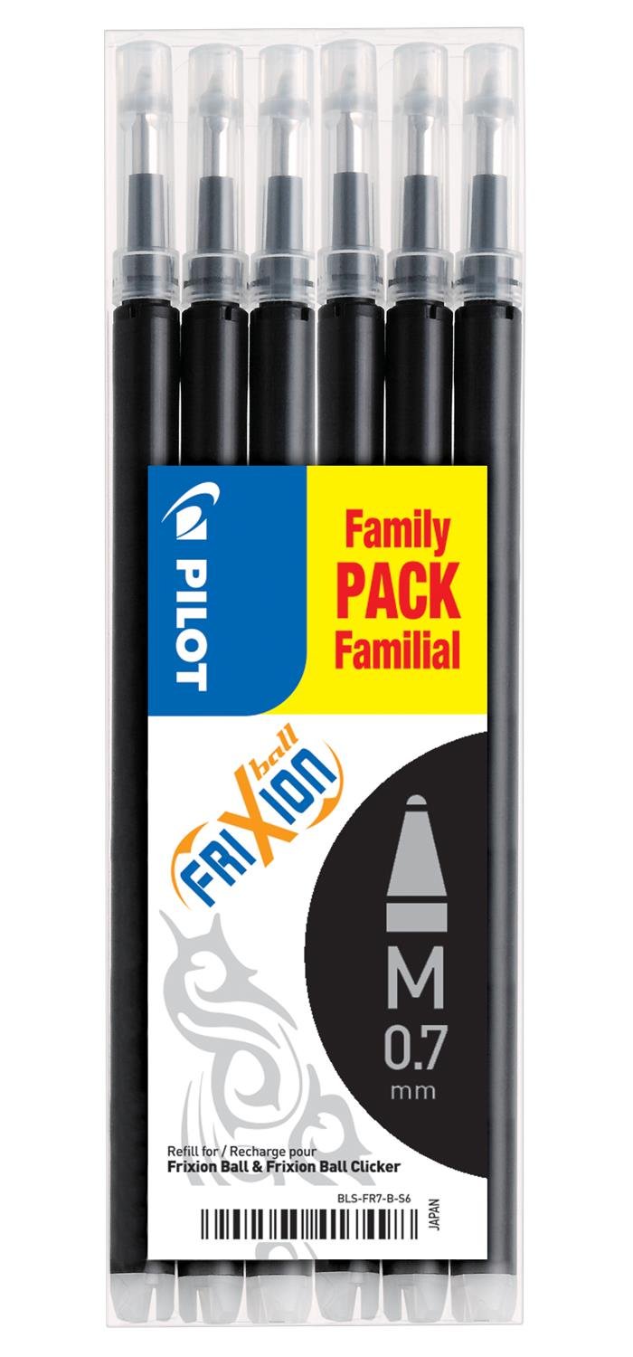 Frixion 0.7 mm Tip Pilot Refill for Rollerball Pen - Black (Pack of 6) — image 1