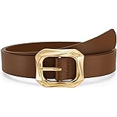 WHIPPY Women's Leather Belts with Gold Buckle Casual Fashion Ladies Waist Belts for Jeans Pants Dresses