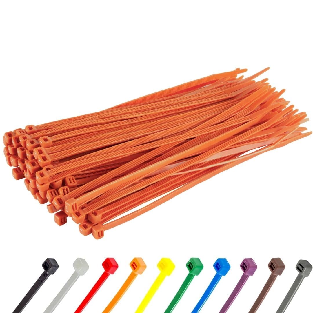 Gocableties Heavy Duty Long Orange Cable Ties, 370mm x 7.6mm, Pack of 100, Premium Nylon Zip Ties, Plastic Tie Wraps, Secure Self-Locking Mechanism, for Home, Garden, Office and DIY