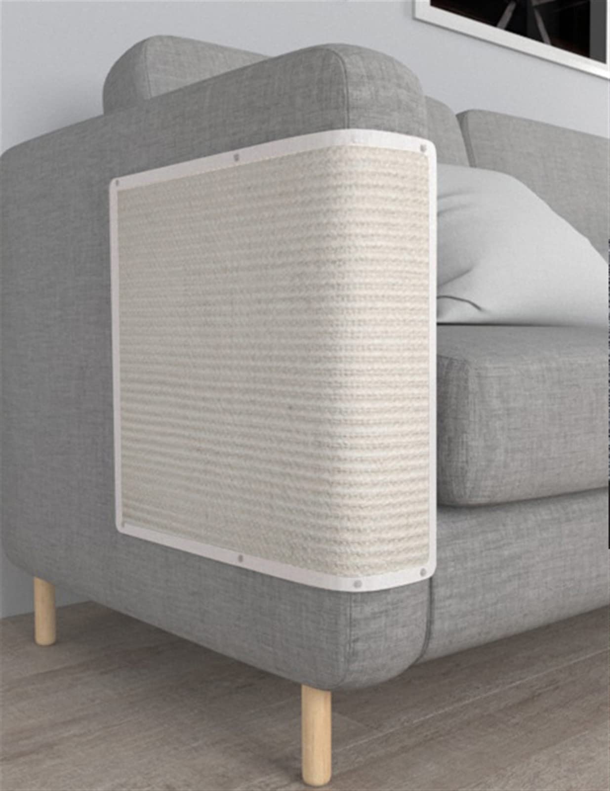 GIBZ Sisal Scratching Pad for Cats Sofa Protector Natural Indoor Scratching Mat for Bed Foot Corner Indoor, White, 19.6"×15.7"