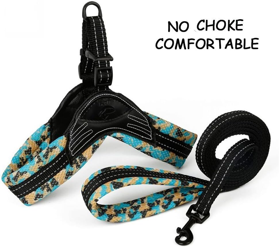 SIAYI Dog Harness and Leash Set Reflective Adjustable Outdoor Step-in Dog Leash Harness Kit No Pull & No Choke Soft Padded Dog Harness Vest Easy Control for Small, Medium & Large Dogs