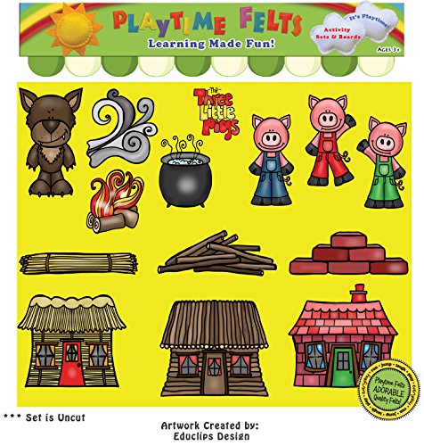 Playtime Felts Three Little Pigs Story Set for Flannel Board - Uncut