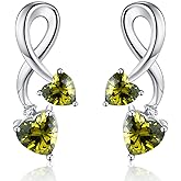 Earrings for Women, S925 Sterling Silver Birthstone Heart Studs Earring for Girlfriend Wife, Anniversary Birthday Christmas Valentines Mothers Day Gifts Jewelry for Womens Wife Her Mom