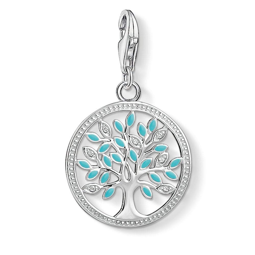 Thomas Sabo Charm pendant Tree of Love 925 Sterling Silver, Turquoise Enamelled