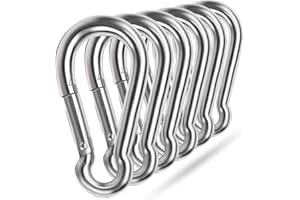 5 Inch 4 Inch Large Spring Snap Hooks, Ekunbuy Heavy Duty Rope Connector 304 Stainless Steel Hook Spring Clips Link Buckle 1/2 3/8 Clip for Hammock Swing Outdoor Travel