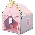 Wilwolfer Kid Tent with Mat, Star Lights - Kids Play Tents for Toddlers Kids Tents Indoor Playhouse - Princess Tent for Girls Toy House Gift (Gray with Cloth)