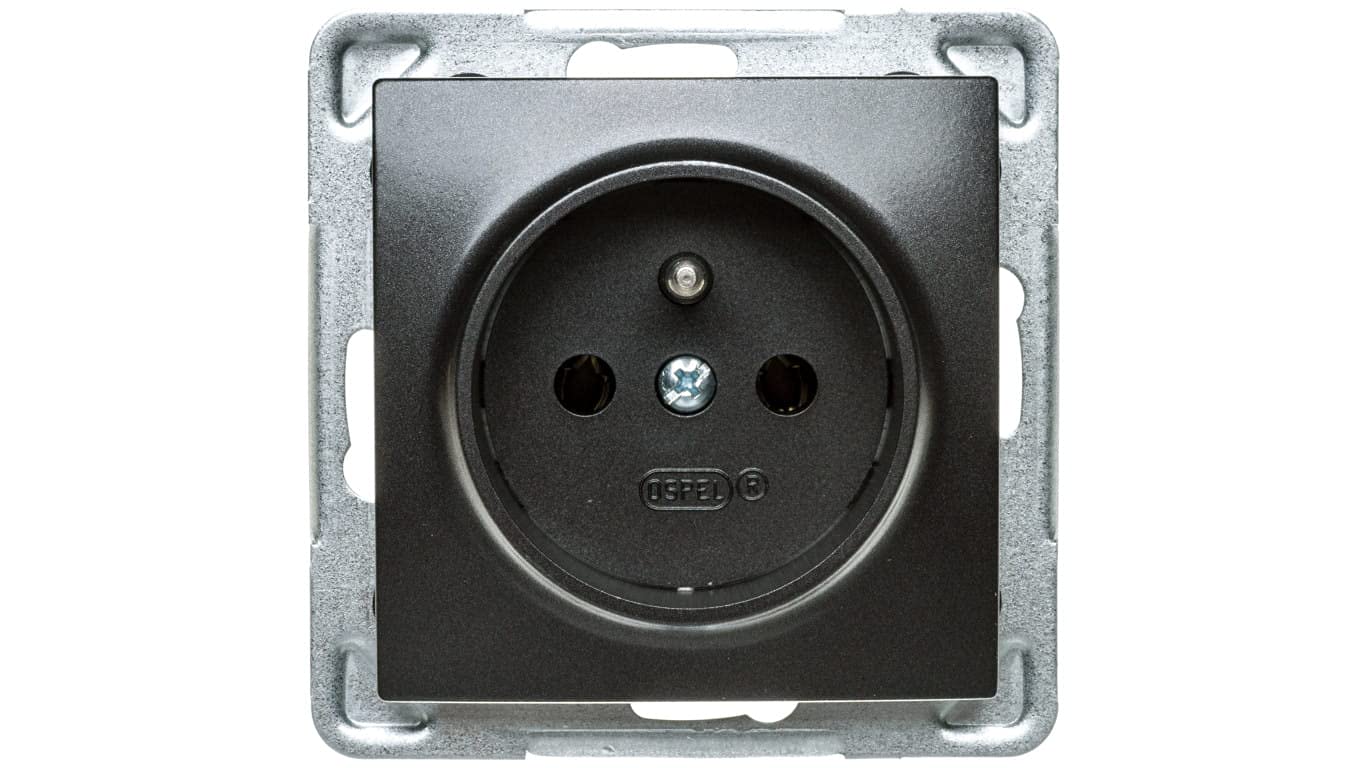 Ospel GP-1YZ/m/50 Socket Anthracite IP20, 16 A 71 mm 37 mm 71 mm