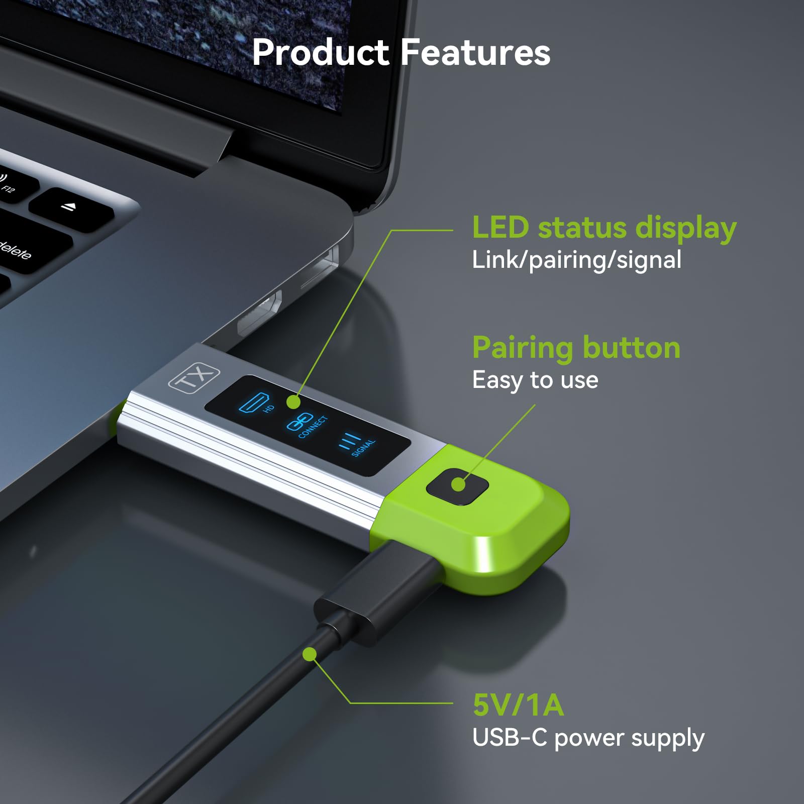 TJCXELE Wireless HDMI Transmitter and Receiver 328FT/100M Support 4K Decode 1080P@60Hz HD Video Output,Plug&Play 2.4G+5.8G Wireless HDMI Extender for Video and Audio to Monitor from PC/Projector/TVBox