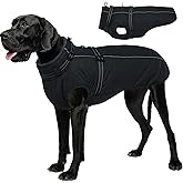 Lelepet Dog Coat for Large Dogs Waterproof Dog Jacket with Harness Built in Reflective Fleece Jacket with Zip Cold Weather Coats for Dogs Outdoor, Cozy Thermal Pet Snowsuit, Weimaraner, Black, XXL
