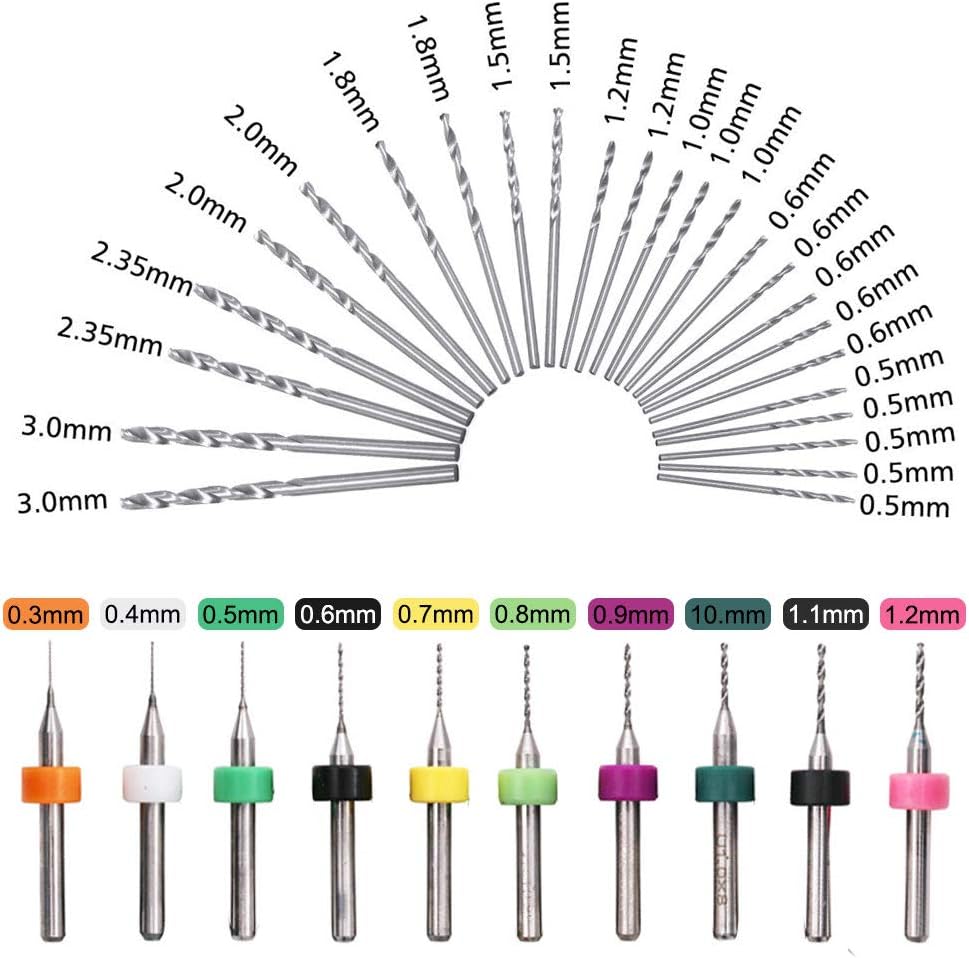 Tungsten Carbide Micro Drill Bits Set,Pin Vise Hand Micro Drill Bits Set,Precision Mini Drill Set Rotary Toolt for Print Circuit Board,Amber,Beeswax,Jewelry,CNC Punching Engraving,37 Pieces - Image 4