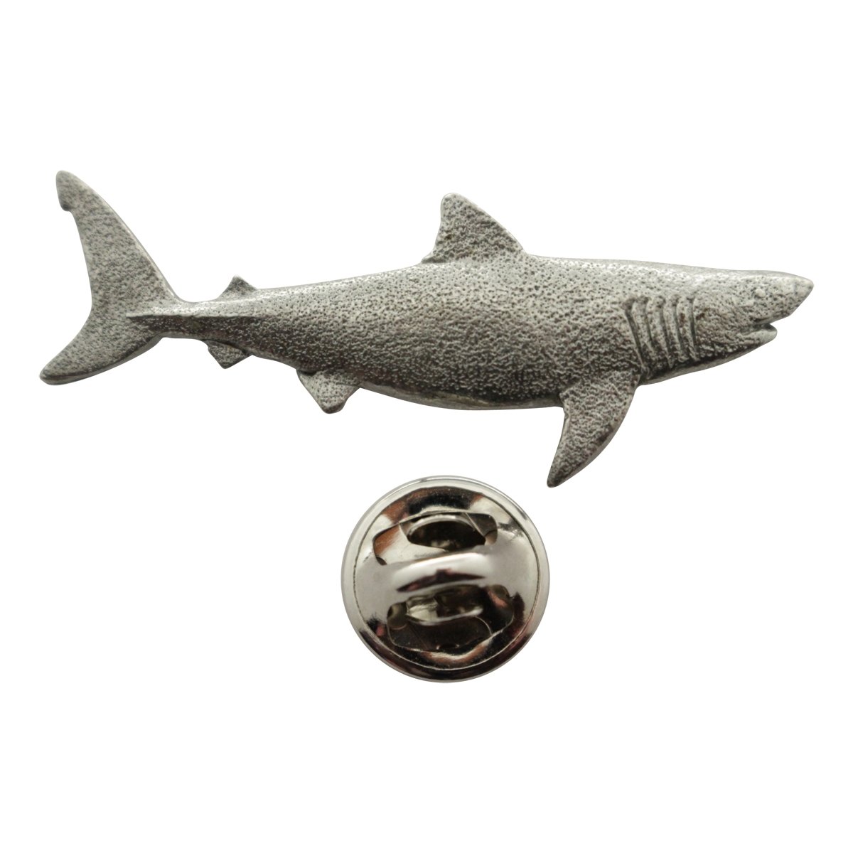 Sarah's Treats & Treasures Great White Shark Pin ~ Antiqued Pewter ~ Lapel Pin