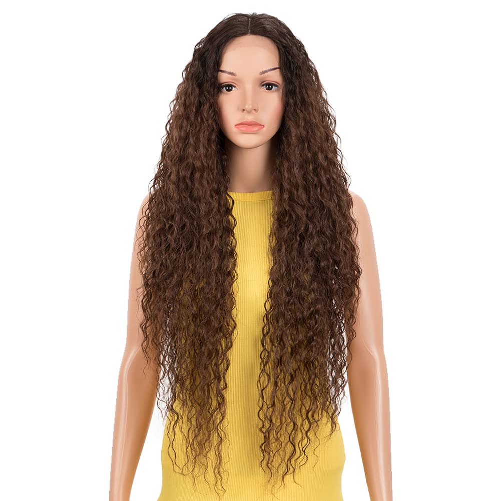 DÉBUT Lace Front Wig Curly Wig for Women 28 inches 230g Synthetic Hair Heat Resistant Fiber 130% Density (28 inches, TT6/33)