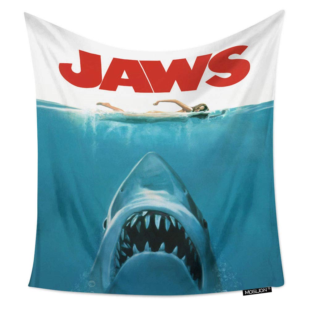 Moslion Room Art Wall Tapestry Jaws Biting Shark Naked Girl Swimming Cool Dorm Bedroom Decor Tapestry Wall Hanging For Men Boy Girl 60w X 80h Inches