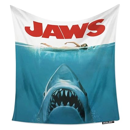Moslion Room Art Wall Tapestry Jaws Biting Shark Naked Girl Swimming Cool Dorm Bedroom Decor Tapestry Wall Hanging For Men Boy Girl 60w X 80h Inches