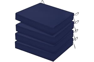 HARBOREST Outdoor Chair Cushions Set of 4, Water Resistant Patio Chair Cushions with Ties, Square Corner Outdoor Seat Cushions for Patio Furniture, 18.5"x16"x3", Navy