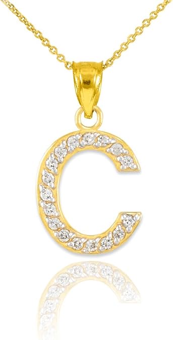 Amazon Fine 10k Yellow Gold Diamond Initial Letter C Pendant 