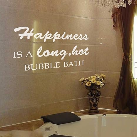 Le Bonheur Est Un Long Bain Moussant A Chaud Autocollant Mural De Salle De Bain Baignoire Relax En Vinyle Citation Art Autocollant Noir Medium Amazon Ca Maison Et Cuisine
