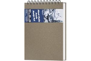 WANSHUI 8.3" x 5.8" Mixed Media Sketchbook, Top Spiral Bound Art Journal Sketchbook, 60 Sheets 92LB/150 GSM Acid-Free Bright White Drawing Paper for Adults Beginners Artists.Light Brown