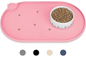 KPWACD Dog Food Mat Anti-Slip Bowl Mats for Food and Water, High-Lips Waterproof Pet Placemat Prevent Messy Spills to Floor, Silicone Puppy Feeding Trays for Large Medium Small Dogs Cats