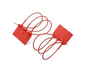 PZRT 20pcs Plastic High Security Seal With Metal Insert Adjustable Self-Locking Pull Tight Cable Ties Tags Disposable Wire Padlock for Cargo Container Seal Lock Red