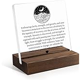 Juoqg Embracing Clarity Acrylic Sign with Wooden Stand, Sobriety Gifts for Men Women, One Year Sobriety Gifts for Family Friend, Sober Encouragement Gifts, Sobriety Anniversary Plaque