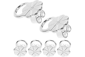 UKCOCO 3 Pairs Silver Earring Back Lifters for Droopy Ears, Copper Screw-on Safety Back Pads, Ear Support for Heavy Pierced E