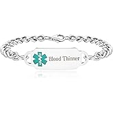 Oneress Exquisite Medical Bracelets for Women and Men, Personalized Medical Bracelet in Stainless Steel Cuban Chain, Holidays Gift for Wife or Husband