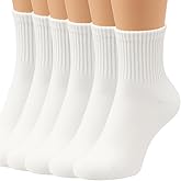 Women’s Cotton Calf Socks 6 Pairs, Thin Crew Sock Casual Breathable Stretch Fit, Above Ankle, Size 6-12.5
