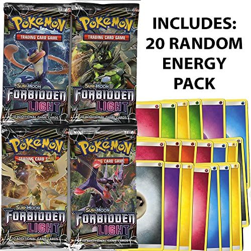 POKEMON - SUN MOON FORBIDDEN LIGHT SEALED BOOSTER PACKS - (x4) - WITH BONUS 20 RANDOM ENERGY PACK