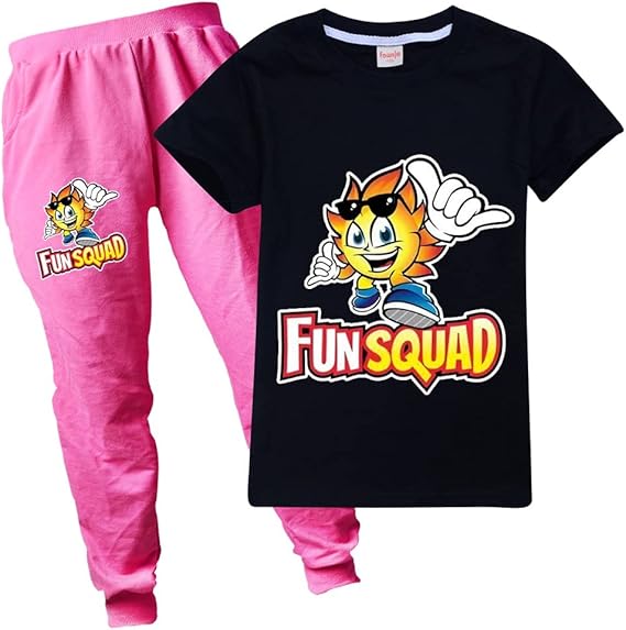 Girls Fun Squad TShirt Set 2 Piece Suits Short TShirt and Trousers
