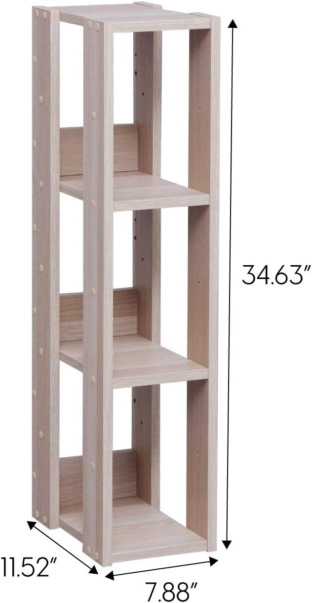 IRIS USA OWR-200N 3-Shelf Slim Open Wood Shelving Unit, Natural: Furniture & Decor