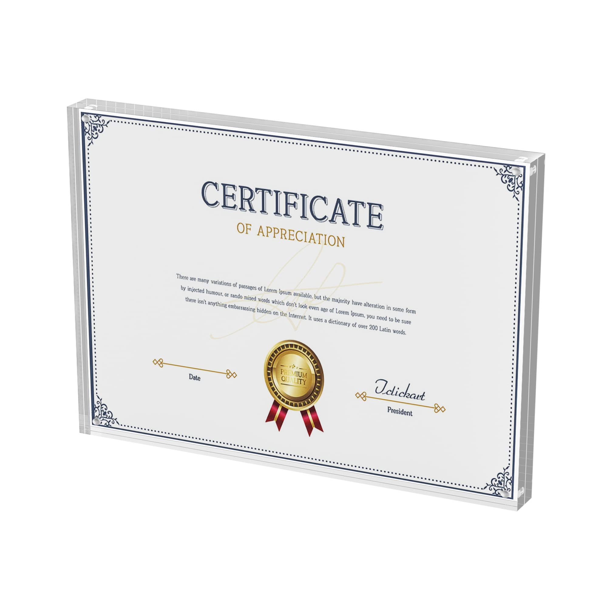 Sezanrpt Clear Acrylic Picture Frames 8x12 Inch, Magnetic Picture Frame, Desktop Freestanding Frameless Photo Frame for Pictures, Certication